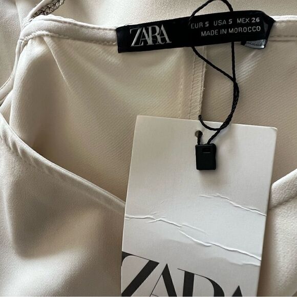 ZARA Oyster White Sparkly Strip Long Slip Dress Size S. - Picture 9 of 11